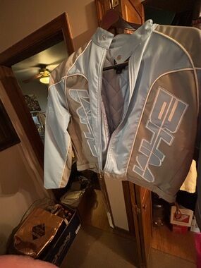 IMAN Light Blue and Gray Bomber Jacket